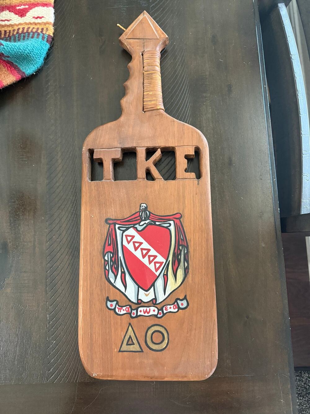 Vintage 1965 TKE Tau Kappa Epsilon Delta Omicron Fraternity Wooden Paddle